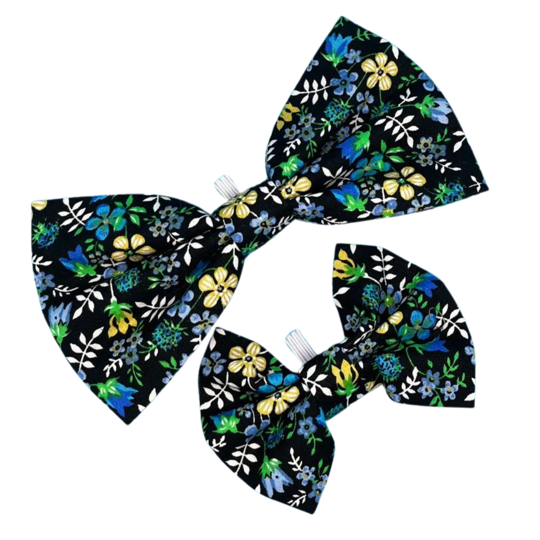 Azure Floral Dog Bow