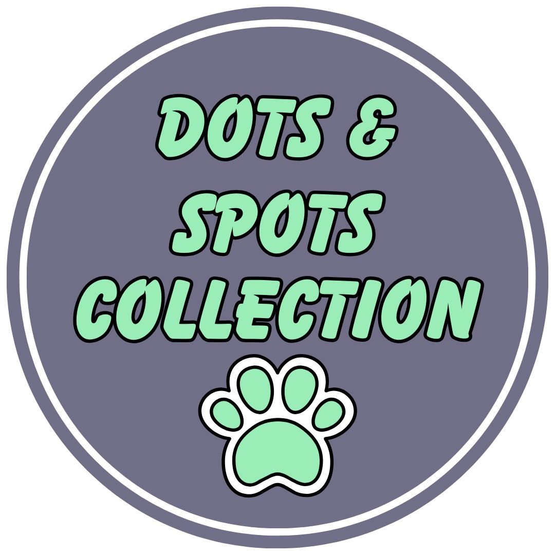 Dots and spots collection badge in grey and mint