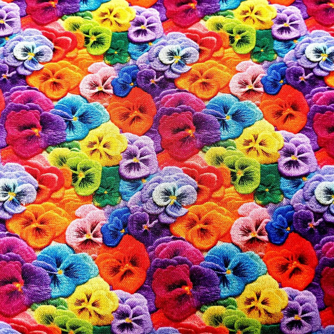 Bright pansy fabric