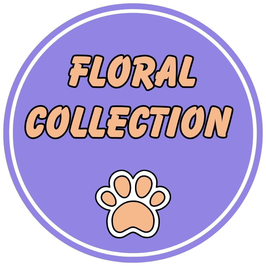 Floral collection badge in purple and peach