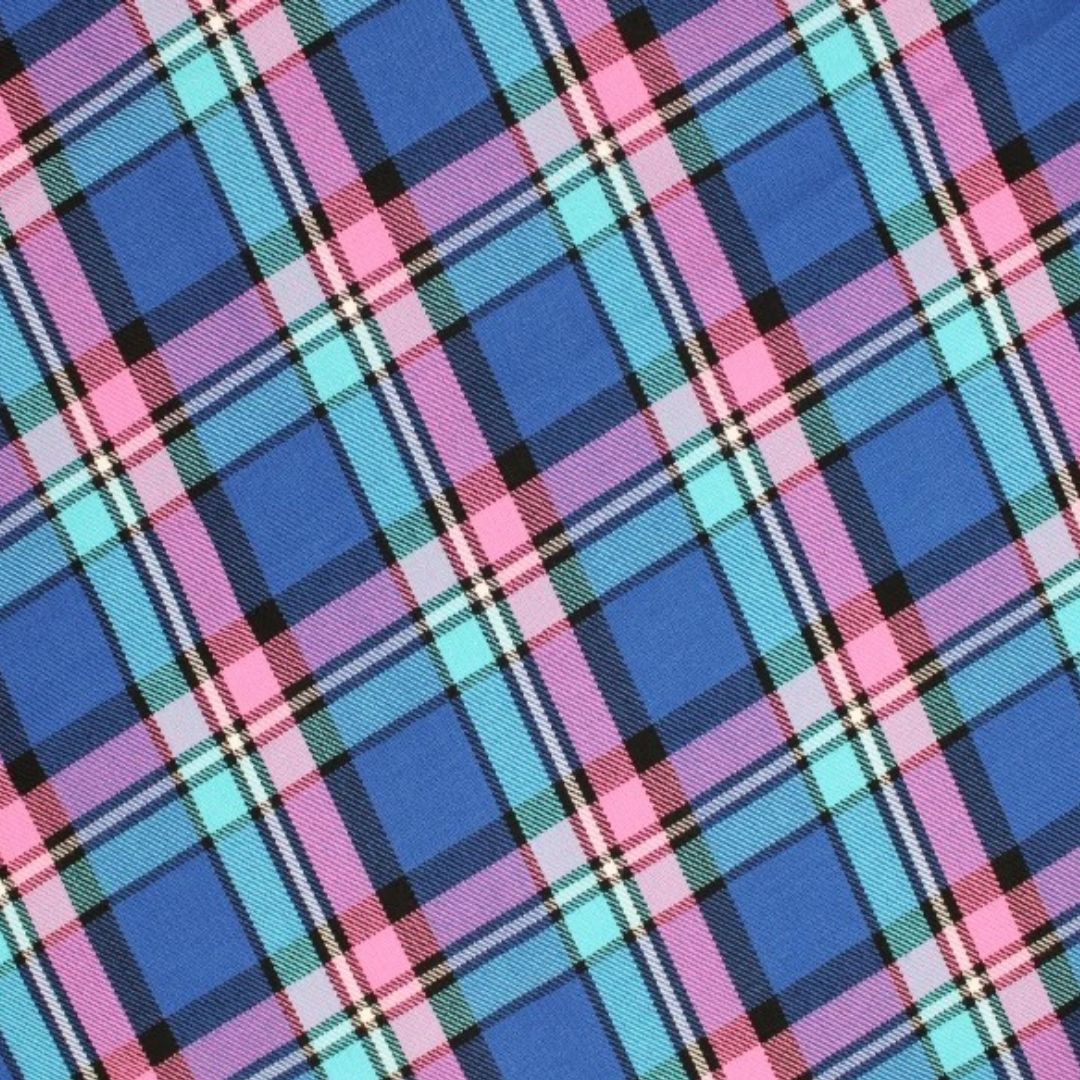 Pink and blue tartan patterned fabric