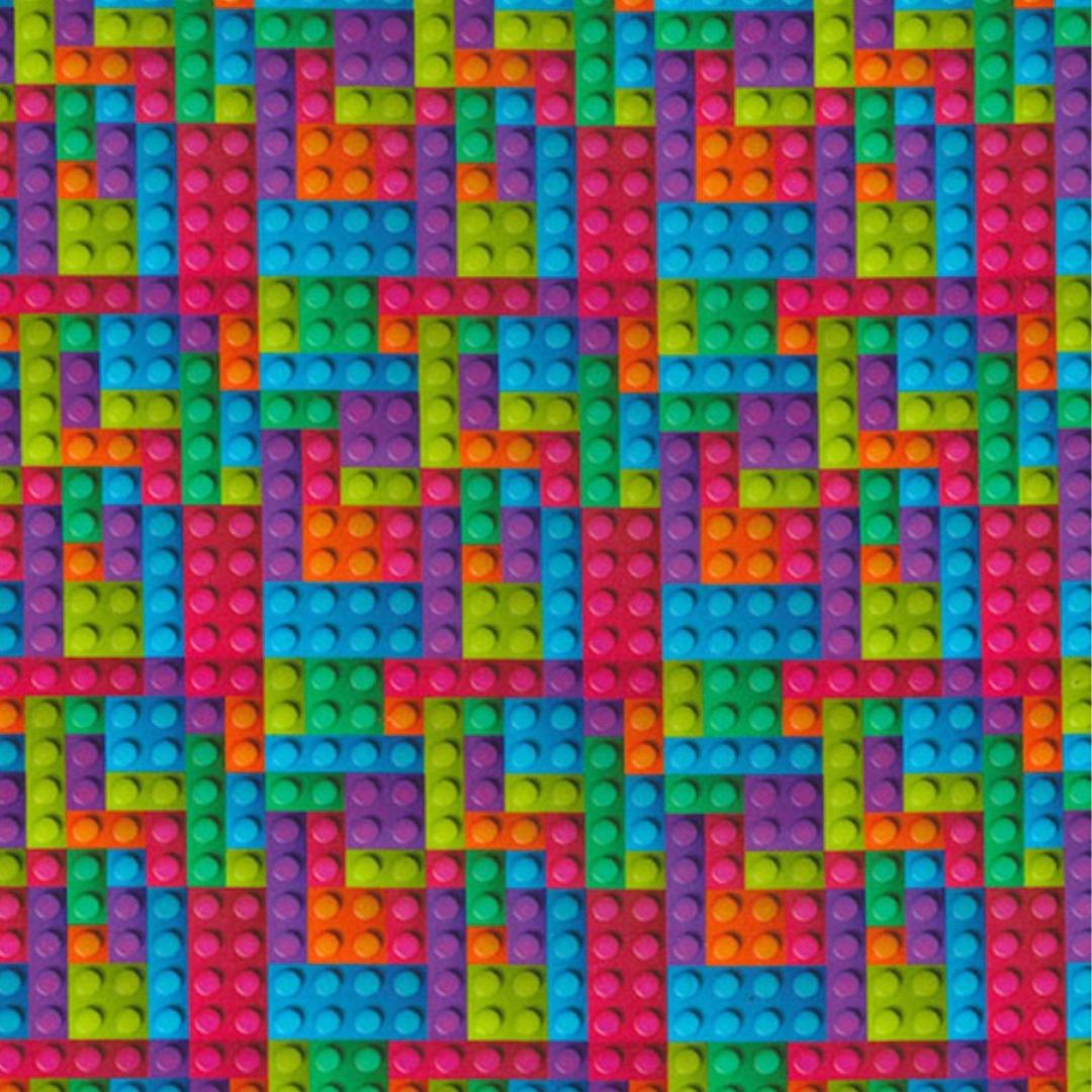 Colourful building blocks fabric