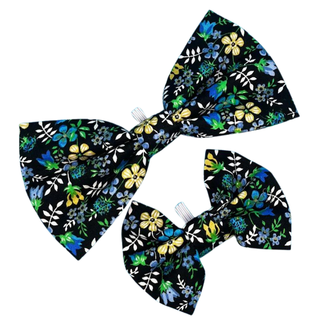 Azure Floral Dog Bow Tie