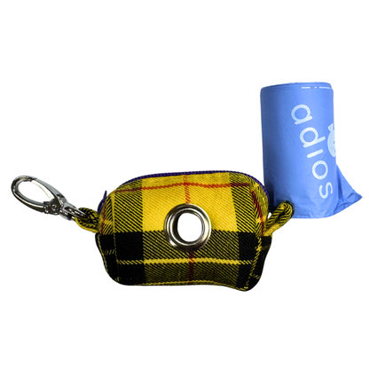 Clueless Tartan Poo bag holder with a roll of adios poo bags