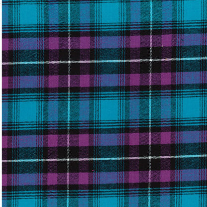 Close-up of blue and purple plaid fabric