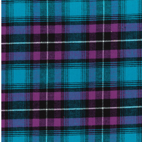 Close-up of blue and purple plaid fabric