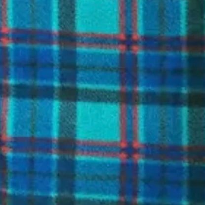 Close-up of blue and green plaid fabric