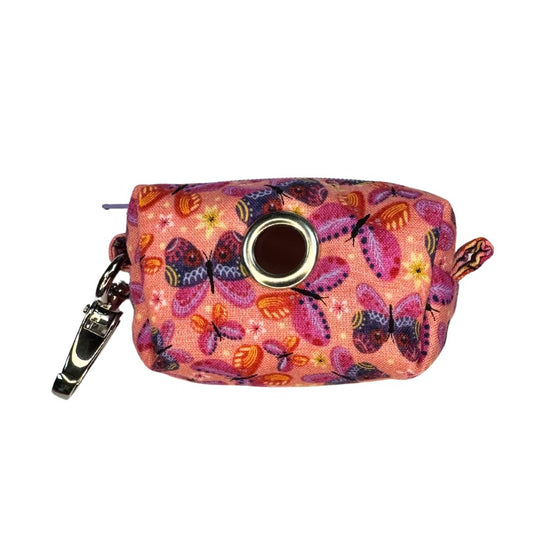 Poo bag holder with butterfly pattern side view