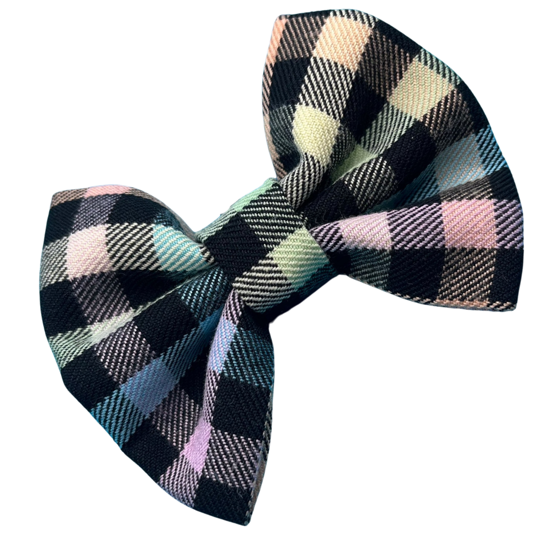 Gingham Rainbow Dog Bow Tie