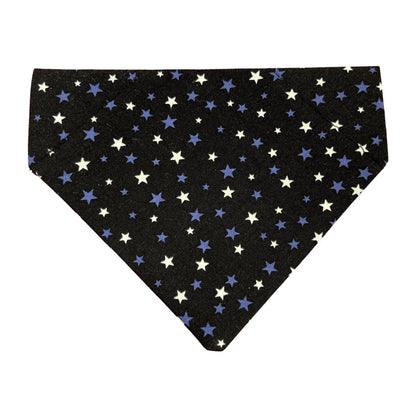A glow-in-the-dark star dog bandana perfect for Halloween or autumn 
