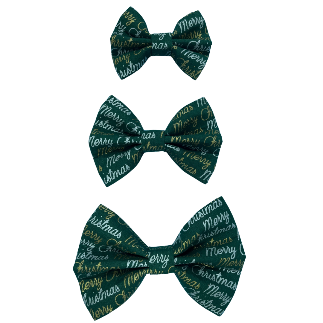 Green Merry Christmas Bow Tie