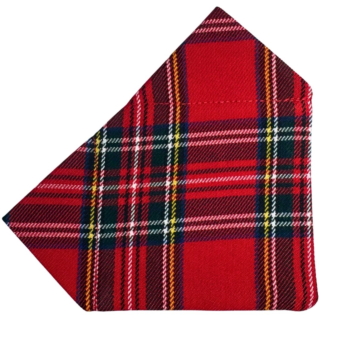 Red plaid fabric dog bandana