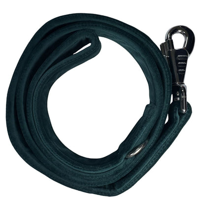 Teal velvet dog lead with metal clip