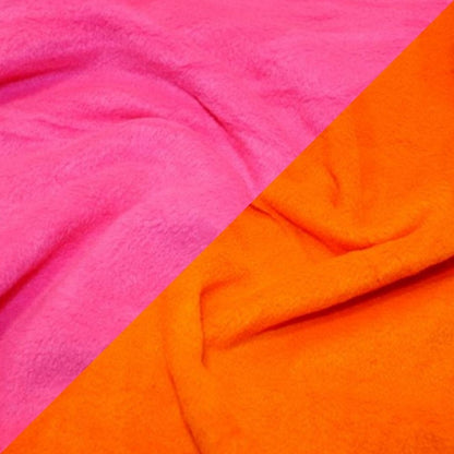 Neon orange and neon pink reversible fleece.
