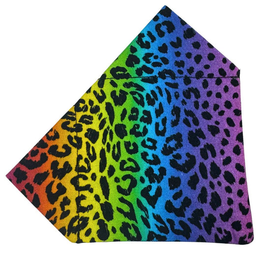 Colourful Rainbow Leopard print dog bandana