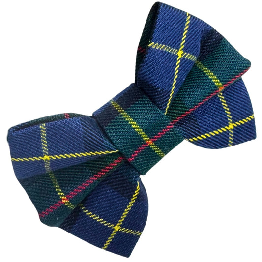 Blue and green tartan dog bow tie
