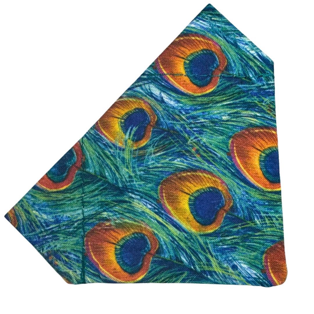 Peacock feather pattern dog bandana