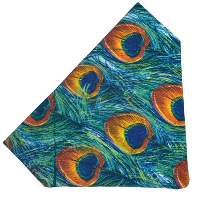 Peacock feather pattern dog bandana