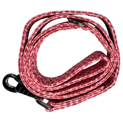Pink poppy dog leash with metal clip