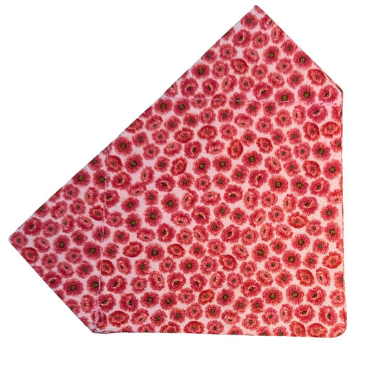 Poppies Pink dog bandana slips onto the collar