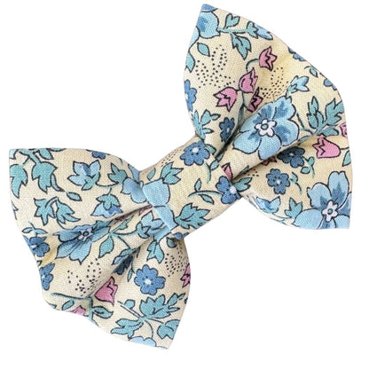 Floral patterned yellow pet bow tie