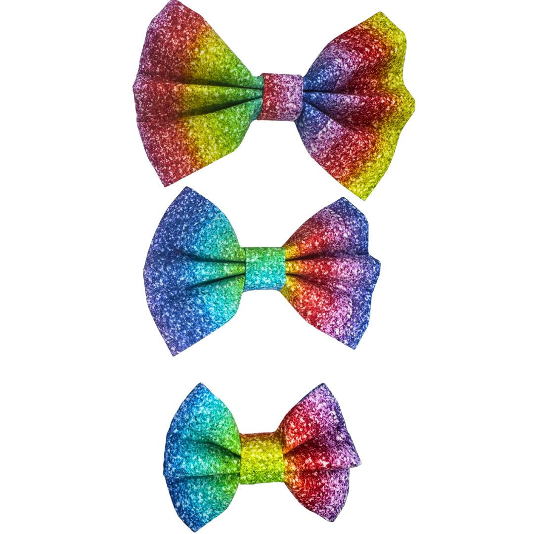 Colourful bows with gradient from purple to green