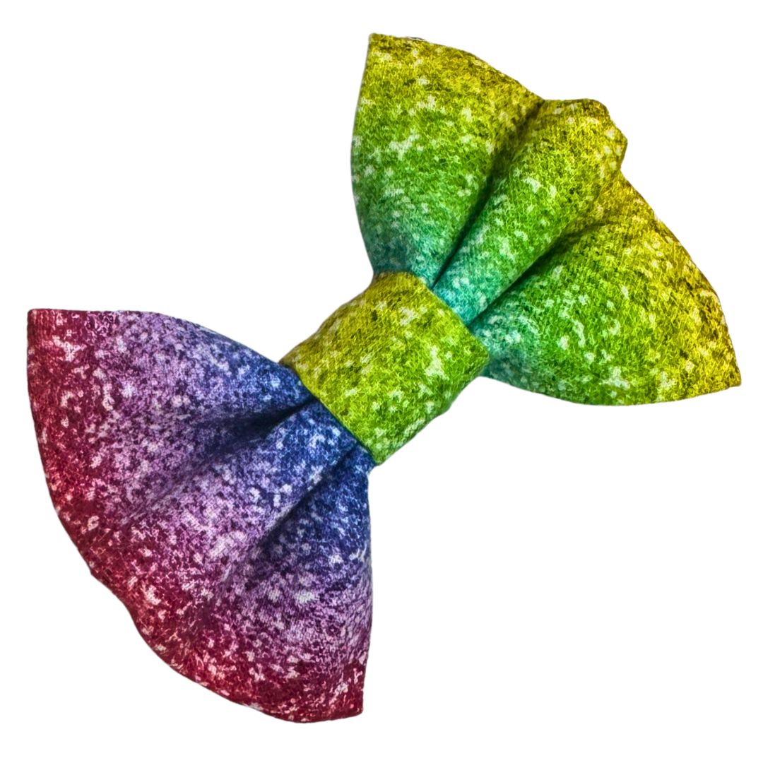 Colourful bow with gradient from purple to green