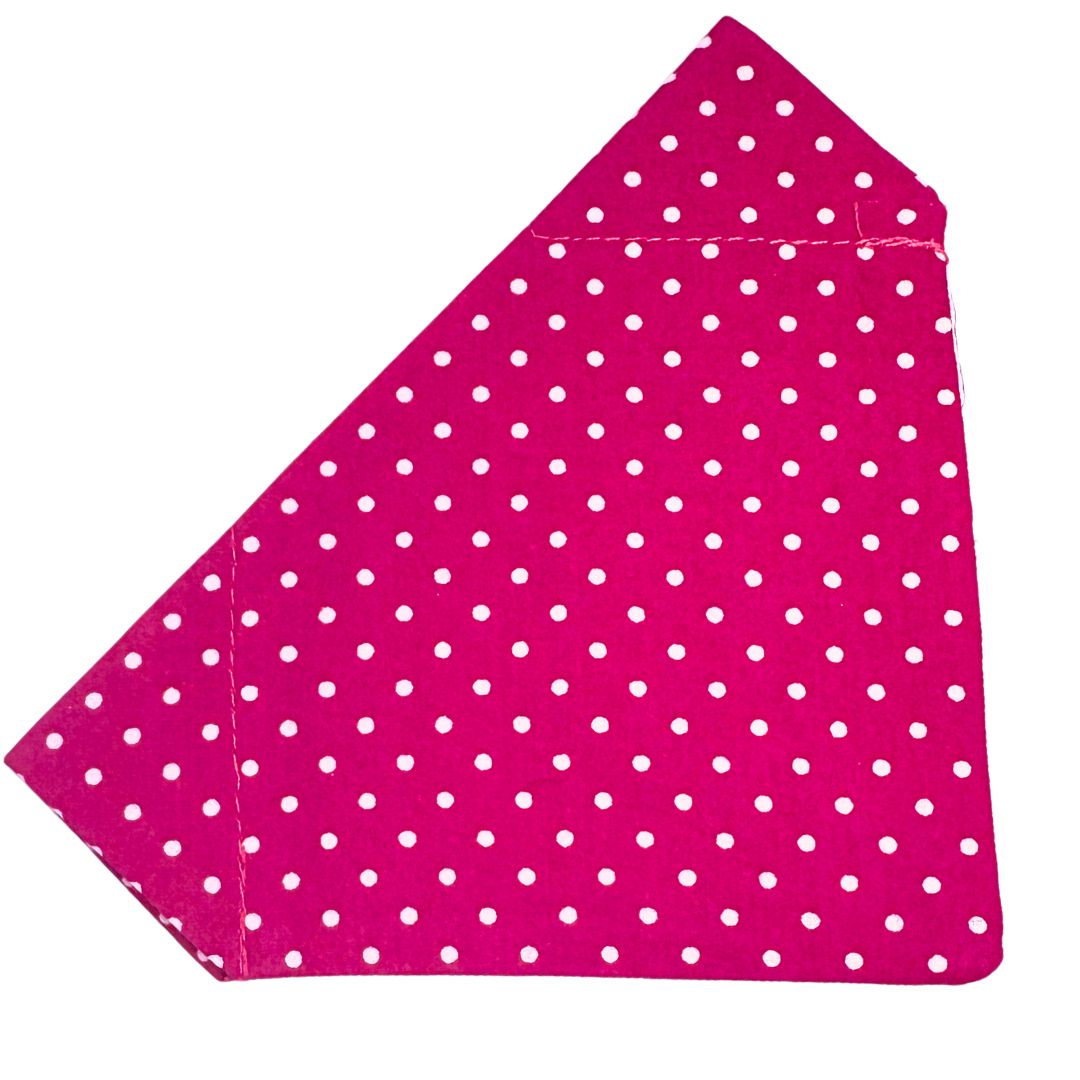 Pink fabric Dog Bandana with white polka dots