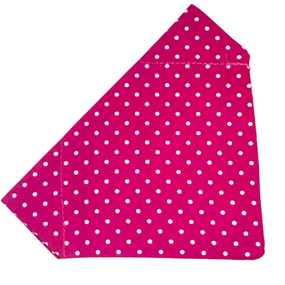 Pink fabric Dog Bandana with white polka dots