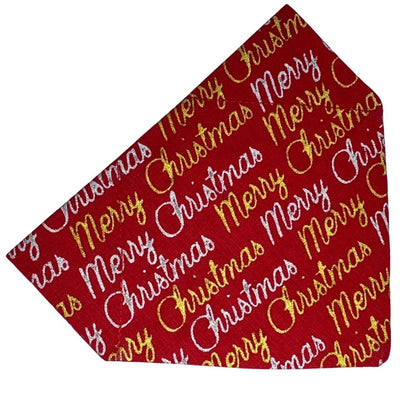Red dog bandana with 'Merry Christmas' text pattern