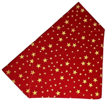 Red and gold star pattern dog bandana