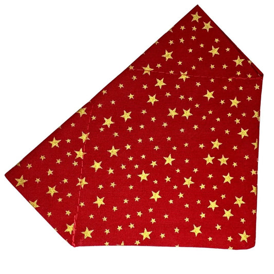 Red and gold star pattern dog bandana