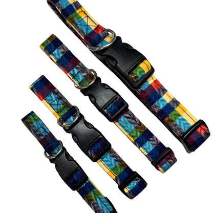 Four Richmond tartan dog collars with black buckles
