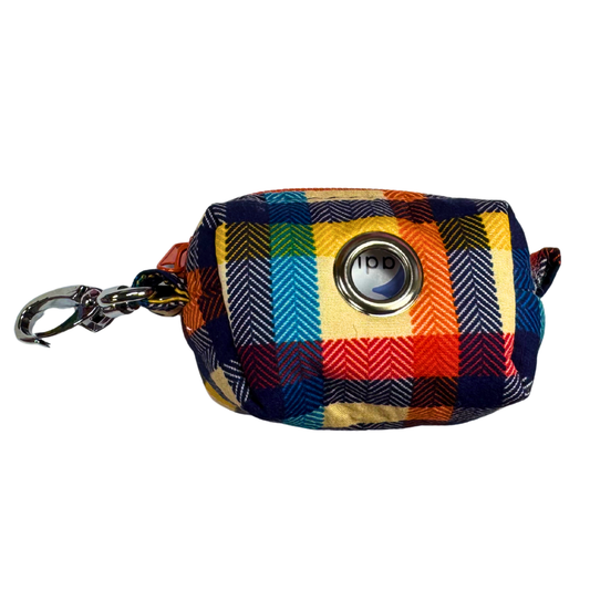 Multicoloured plaid pet poo bag holder