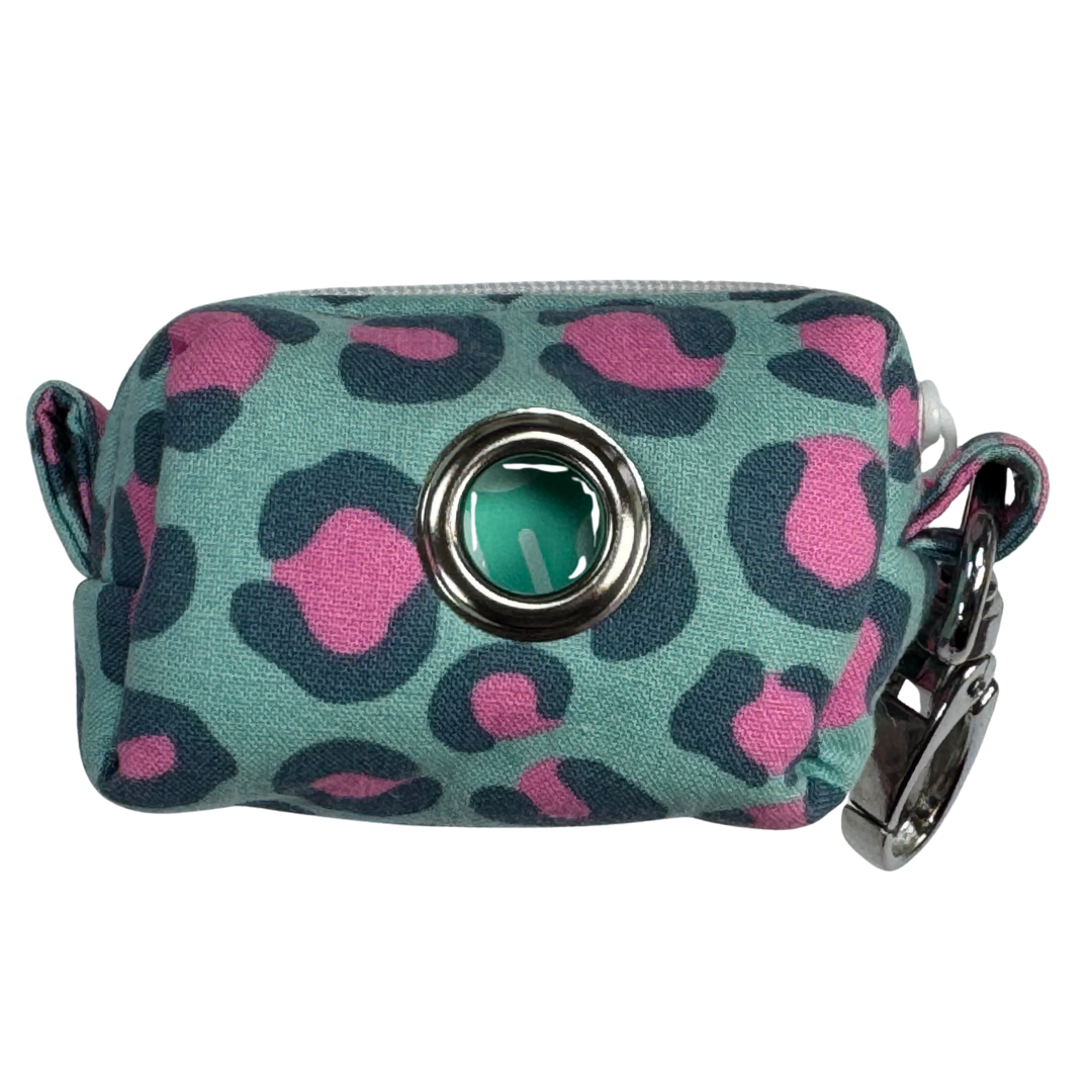 Leopard print pouch with a metal clasp
