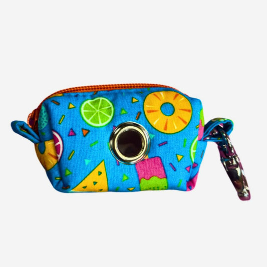 Summer themed colourful  poo bag holder with a clip to attach to a lead