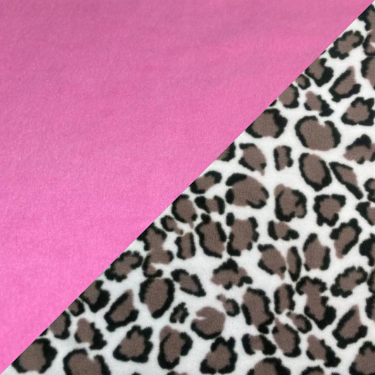 Snow Leopard Bubblegum Pink Reversible Handmade Fleece Dog Snood